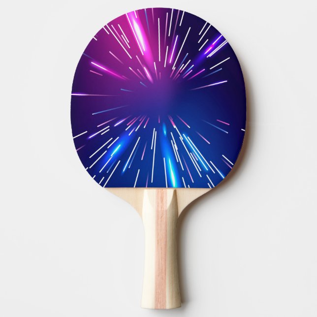 Pala De Ping Pong Rayos de luz vibrantes azul rosa (Anverso)