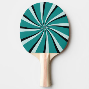 Pala De Ping Pong rayos solares de estilo retro azul, turquesa y neg