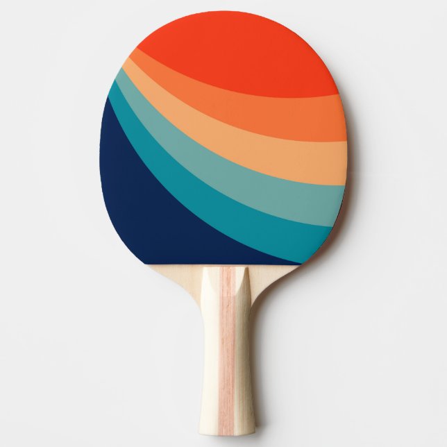 Pala De Ping Pong Rayos solares retro coloridos (Anverso)