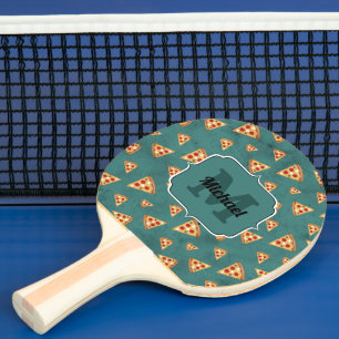 Pala De Ping Pong Rebanadas de pizza geniales patrón vintage azul te