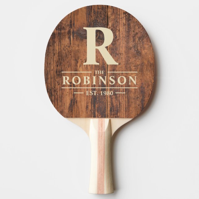 Pala De Ping Pong Reclaimed Wood Family Name & Initial (Anverso)