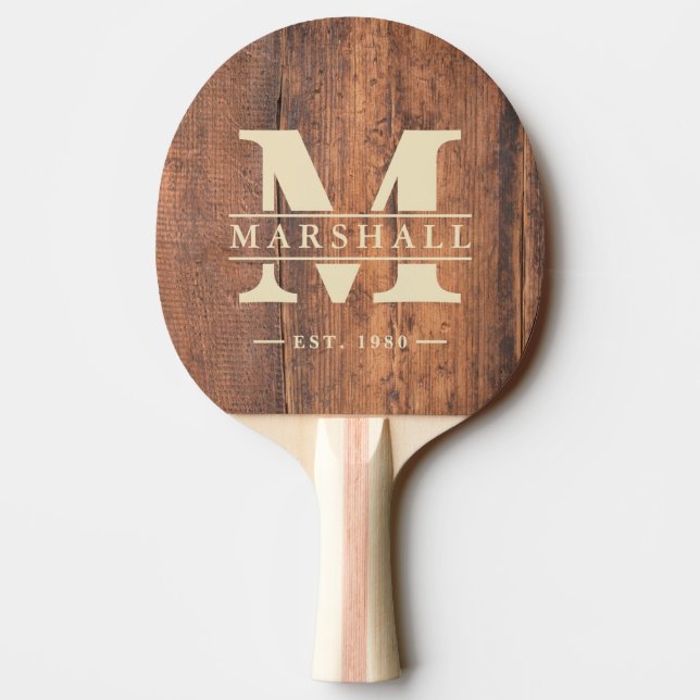 Pala De Ping Pong Reclaimed Wood Monogram & Name Overlay (Reverso)