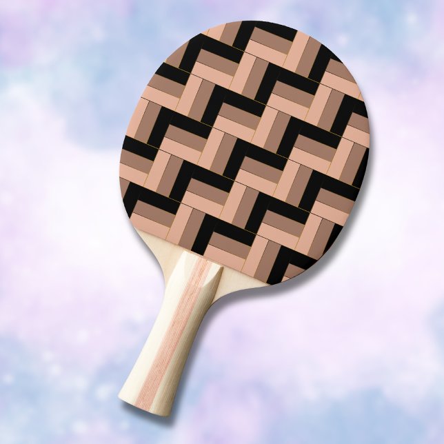 Pala De Ping Pong Rectángulos geométricos de Mocha negra marrón (Subido por el creador)