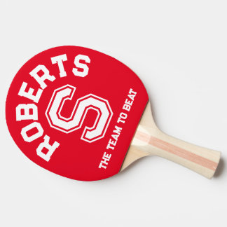 Pala De Ping Pong Red blue custom monogram name initial and team