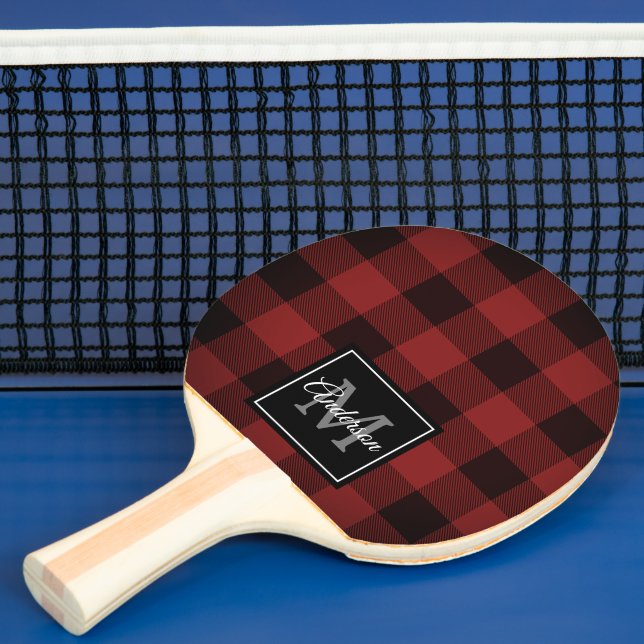 Pala De Ping Pong Red Buffalo Plaid | Personal Inicial | Regalo (in situ)