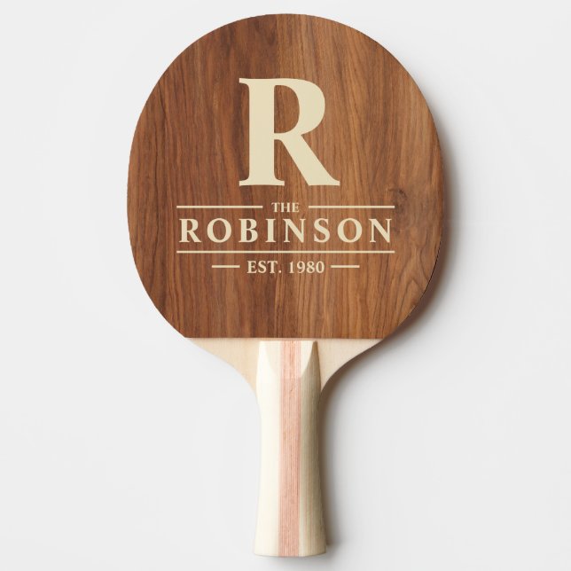 Pala De Ping Pong Red Oak Wood Family Name & Initial (Anverso)