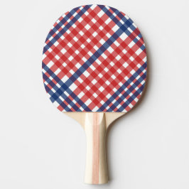 Pala De Ping Pong Red, White y Blue Gingham Plaid