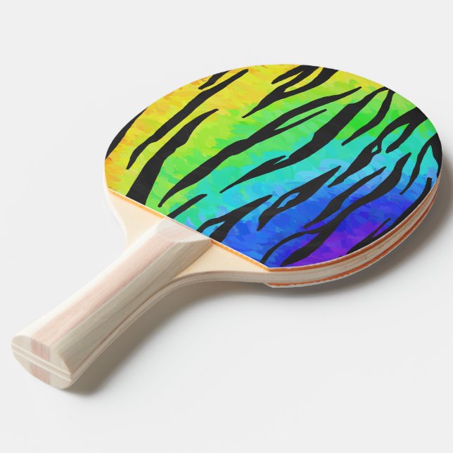 Pala De Ping Pong Regalos de tigres negros y arcoiris (Ángulo trasero)