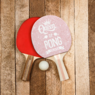 Pala De Ping Pong Reina De Pong Nombre Personalizado Rosa Dorado B