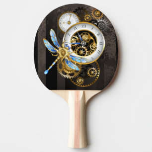 Pala De Ping Pong Reloj de vapor con libélula mecánica