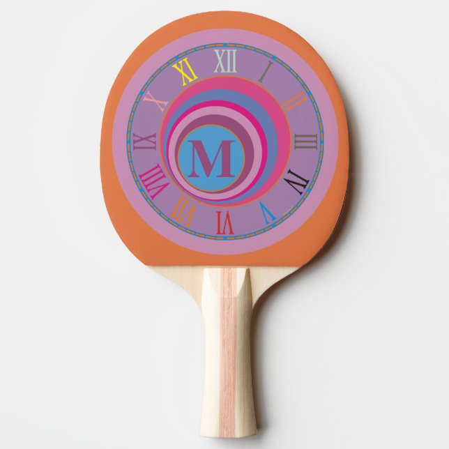 Pala De Ping Pong Reloj giratorio de bonito de chica inicial monogra (Reverso)
