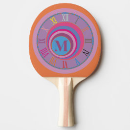 Pala De Ping Pong Reloj giratorio de bonito de chica inicial monogra