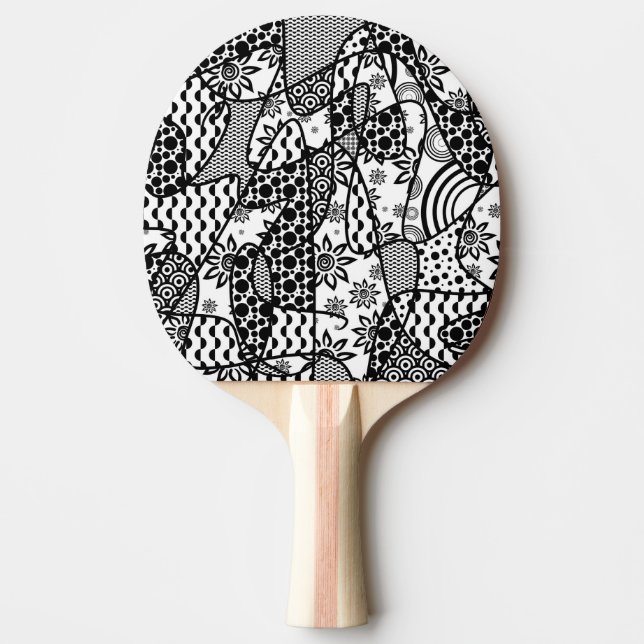 Pala De Ping Pong Remiendo negro y blanco 03 del modelo (Anverso)