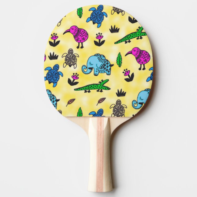 Pala De Ping Pong Remolino de animales (Reverso)
