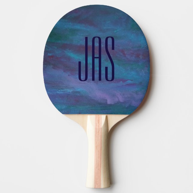 Pala De Ping Pong Resumen de Ombre Azul | Personalizado morado Verde (Anverso)