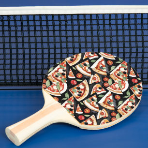 Pala De Ping Pong Resumen De Pizzas En Un Fondo Negro