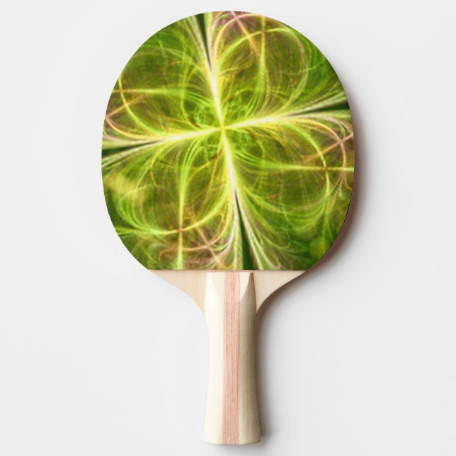 Pala De Ping Pong Resumen Fantasía Cuatro hojas Atractivo Verde Amar (Anverso)