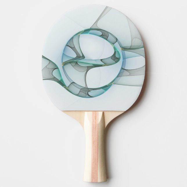 Pala De Ping Pong Resumen moderno Arte fractal azul turquesa gris (Anverso)