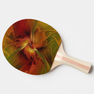Pala De Ping Pong Resumen Naranja rojo Brown Flor de arte fractal ve