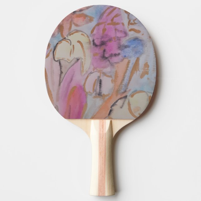Pala De Ping Pong Resumen Pastel Floral (Anverso)