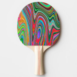 Pala De Ping Pong Resumen Trippy Red, Verde y Azul Arte Groovy