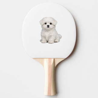 Pala De Ping Pong Retrato de cachorro blanco esponjoso maltés Amante