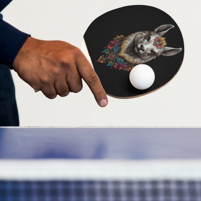 Pala De Ping Pong Retrato de Llama y Flor,  (in situ)