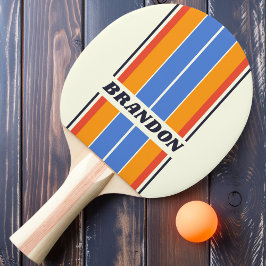 Pala De Ping Pong Retro 5 tiras de placa con nombre