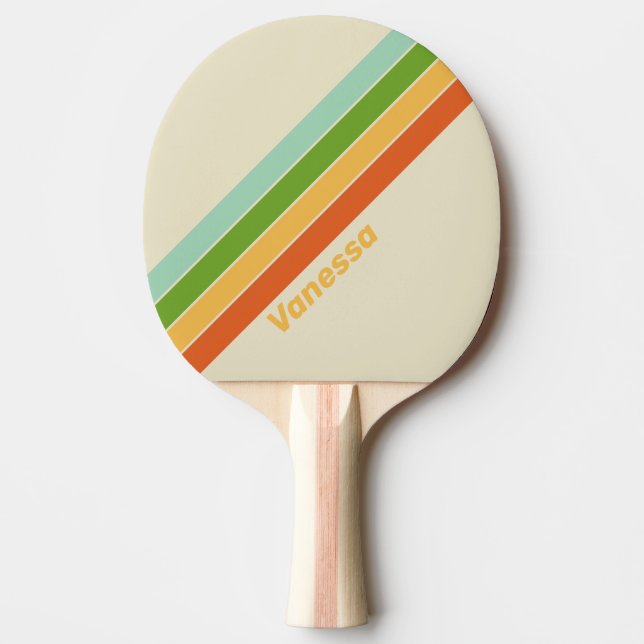 Pala De Ping Pong Retro ABC Calle Rayada con Nombre (Anverso)