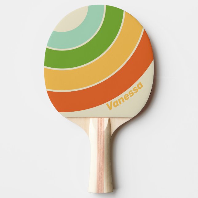 Pala De Ping Pong Retro ABC Street Circle Stripe with Name (Anverso)