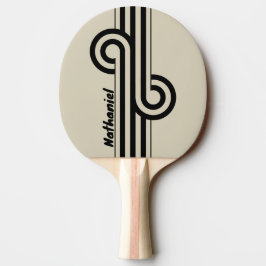 Pala De Ping Pong Retro Alabastro Bucle de Doble Franja con Nombre