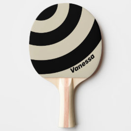 Pala De Ping Pong Retro Alabastro Tres Círculos Franja con Nombre