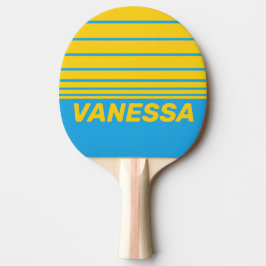 Pala De Ping Pong Retro Aqua Reef Horizon Striping with Name