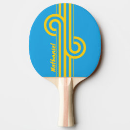 Pala De Ping Pong Retro Aqua Reef Stripe Loop con nombre