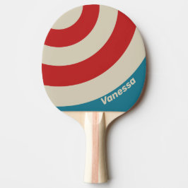 Pala De Ping Pong Retro Aqua Surf Circle Stripe with Name