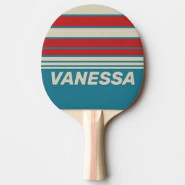 Pala De Ping Pong Retro Aqua Surf Horizon Striping with Name