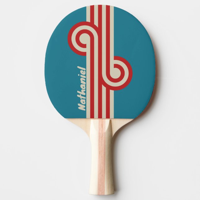 Pala De Ping Pong Retro Aqua Surf Loop con Nombre (Anverso)