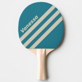 Pala De Ping Pong Retro Aquamarine Three Angled Striping with Name