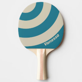 Pala De Ping Pong Retro Aquamarine Three Circle Stripe with Name