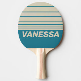 Pala De Ping Pong Retro Aquamarine Three Horizon Striping with Name