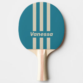 Pala De Ping Pong Retro Aquamarine Three Pin Stripes with Name