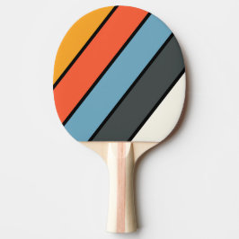 Pala De Ping Pong Retro Arcoíris Oscuro Negrita Rayado