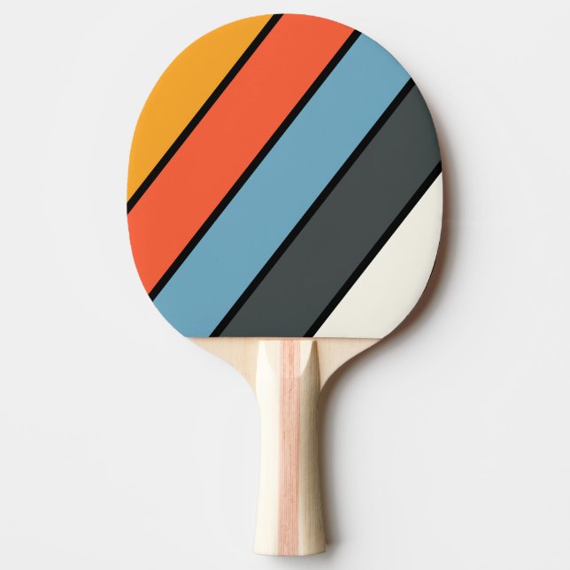 Pala De Ping Pong Retro Arcoíris Oscuro Negrita Rayado (Anverso)