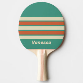 Pala De Ping Pong Retro Atemporal con Rayas y Nombre
