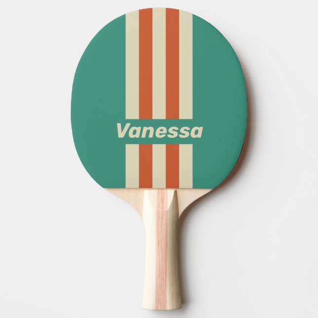 Pala De Ping Pong Retro Atemporal Rayas con Nombre (Anverso)