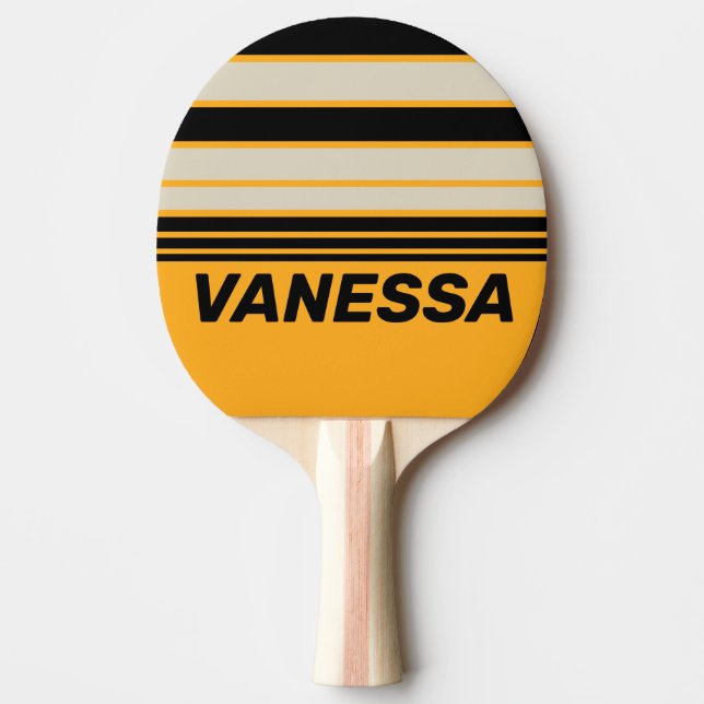 Pala De Ping Pong Retro Avispón Zumbido Franjas Horizontales con Nom (Anverso)