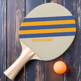 Pala De Ping Pong Retro Azul Aplastante Puesta del Sol Rayas con Nom
