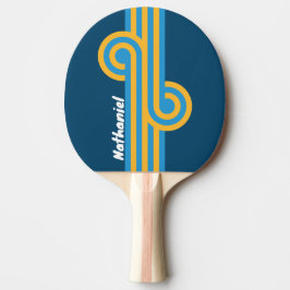 Pala De Ping Pong Retro Azul Marino con Nombre