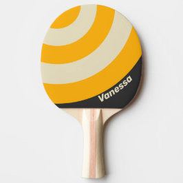 Pala De Ping Pong Retro Black Sun Circle Stripe with Name