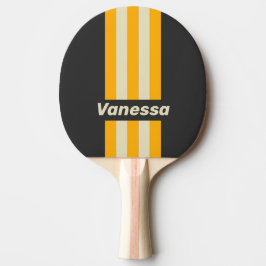 Pala De Ping Pong Retro Black Sun Pin Stripes with Name